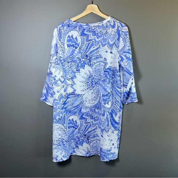 Ethyl Blue and White Floral Shift Dress Size Large - Picture 3 of 10